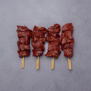 Beef Steak Skewers in Black Garlic Marinade